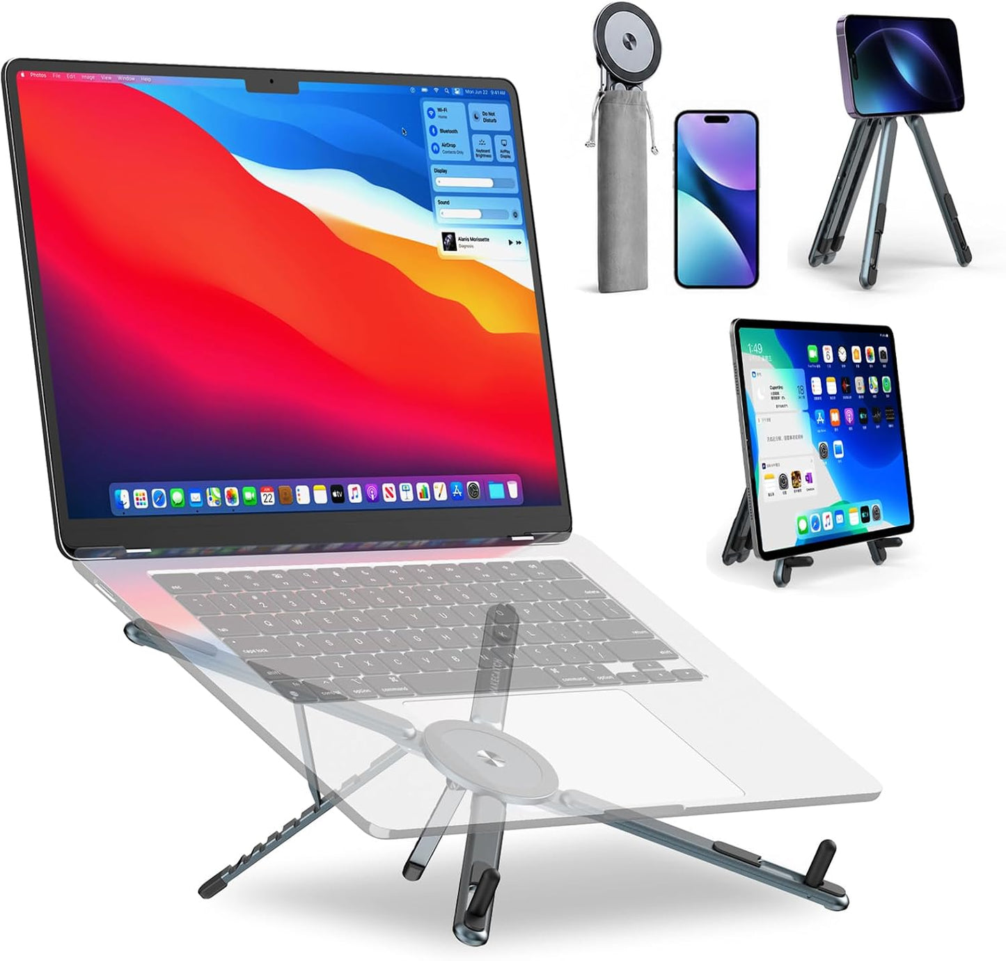 Support magnétique réglable pour ordinateur portable